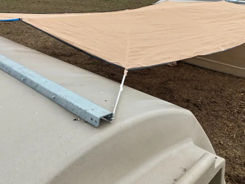 Closeup of sunshade attachments