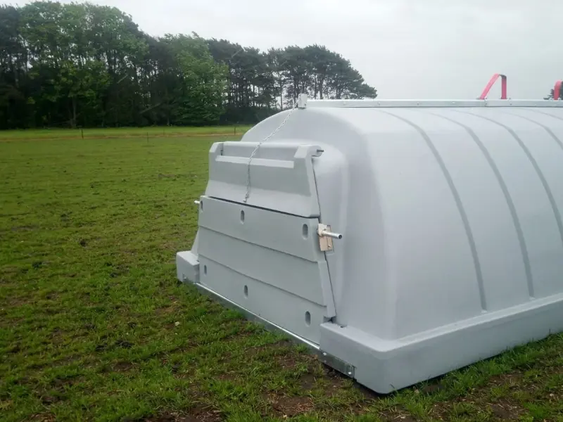 View of hut from outside with door closed